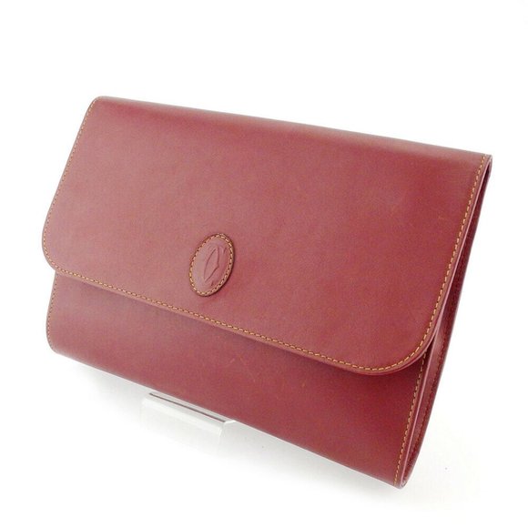 Cartier clutch bag mast line Bordeaux leather Auth used - Picture 16 of 16